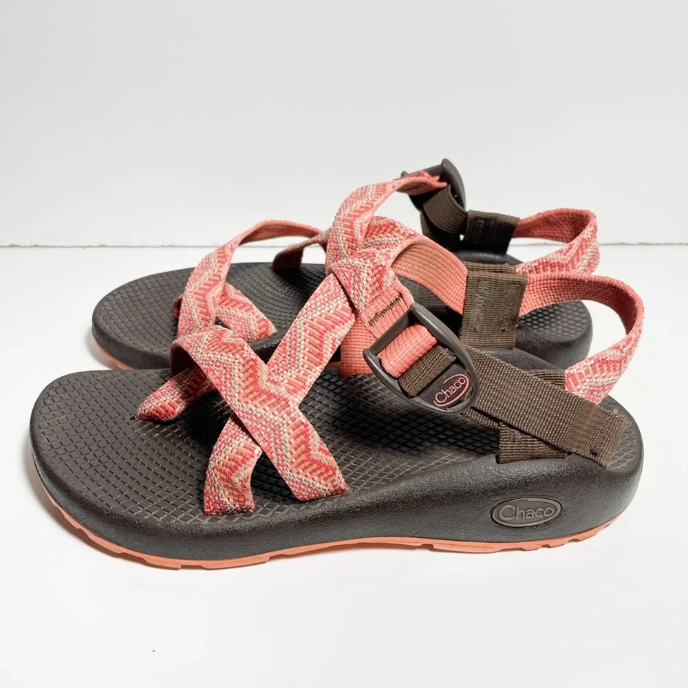 Chaco Z2 Classic Sport Sandals Orange Black Geometric Adjustable Buckle 7 - Picture 2 of 6